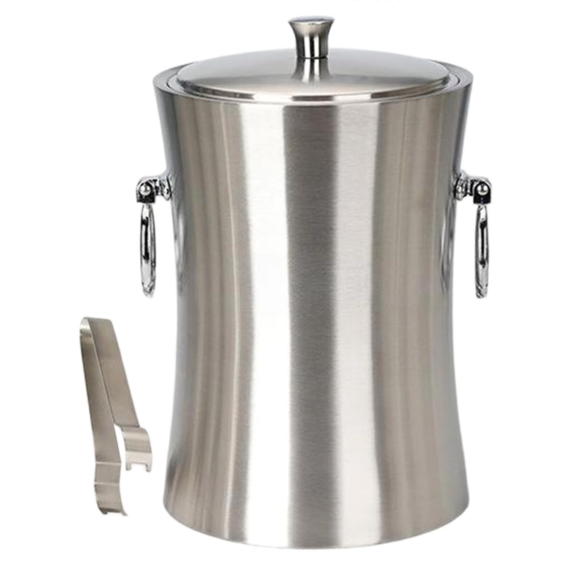 Hndhbfgrt Ice Bucket Double Stainless Steel Design with Handle Round Small Beer Bucket for Bar KTV Tool Ice Grain Clip Champagne