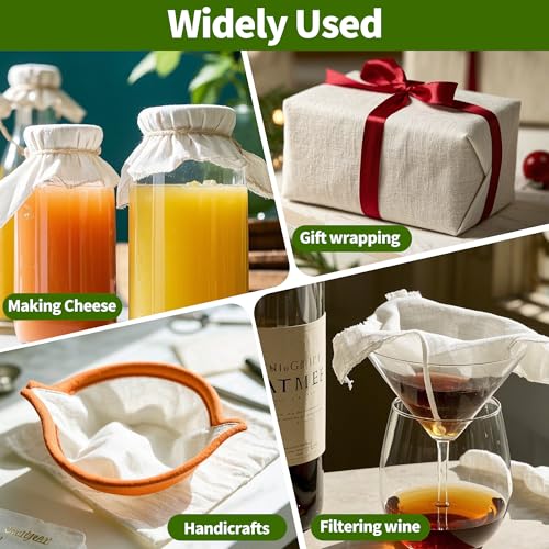5PCS Cheesecloth, Grade 100 Unbleached Muslin Cloths for Cooking, Reusable Ultra Fine Cheese Cloths, Washable Hemmed Straining Cloth for Filtering Nut Milk, Butter, Juice, Tea, Coffee (50 x 50 cm) - Image 5