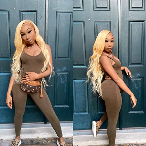 Aopusi 613 Blonde Human Hair Bundles with Closure Body Wave 3 Bundles with Lace Closure Fake Scalp Body Wave Weave Remy Hair with Free Part PU Silk Base Closure 150% Density (22 24 26+20, 613)