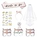 11 Pezzi Addio al nubilato Decorazione, Sposa di Essere Bride to be Satin and Veil,Badge,Sposa Cerchietti,Tatuaggi,Occhiali,Set Accessori per Addio al Nubilato,Addio al Nubilato Hen Feste Notte