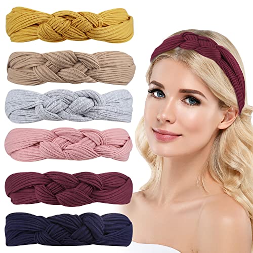 Leotruny Headbands for Women Twist Knotted Elastic Head Wrap Turban for Girls Yoga Workout Hair Accessories (C02-Headbands 6)