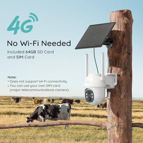 BOIFUN-4G-LTE-Cellular-Solar-Security-Cameras-Wireless-Outdoor-2K-No-WiFi-Solar-Security-Camera-360-View-2-Way-Talk-Smart-Motion-Detection-Color-Night-Vision-64G-SD-SIM-Card-Included