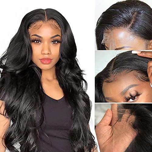 Lace Front Wigs Human Hair Pre Plucked 13x4 HD Lace Front Wigs Human Hair 180 Density Body Wave Lace Front Wig 14 Inch Wigs for Black Women (14 Inch, Body Wave Wig, Natural Color)
