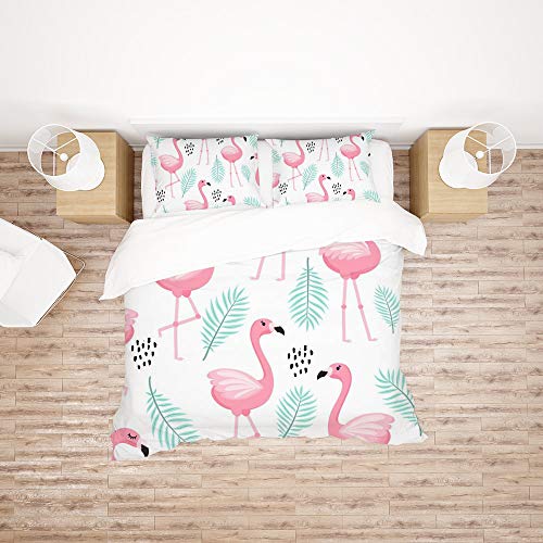 Housse de couette 100% polyester flamant rose lit jumeau finition durable