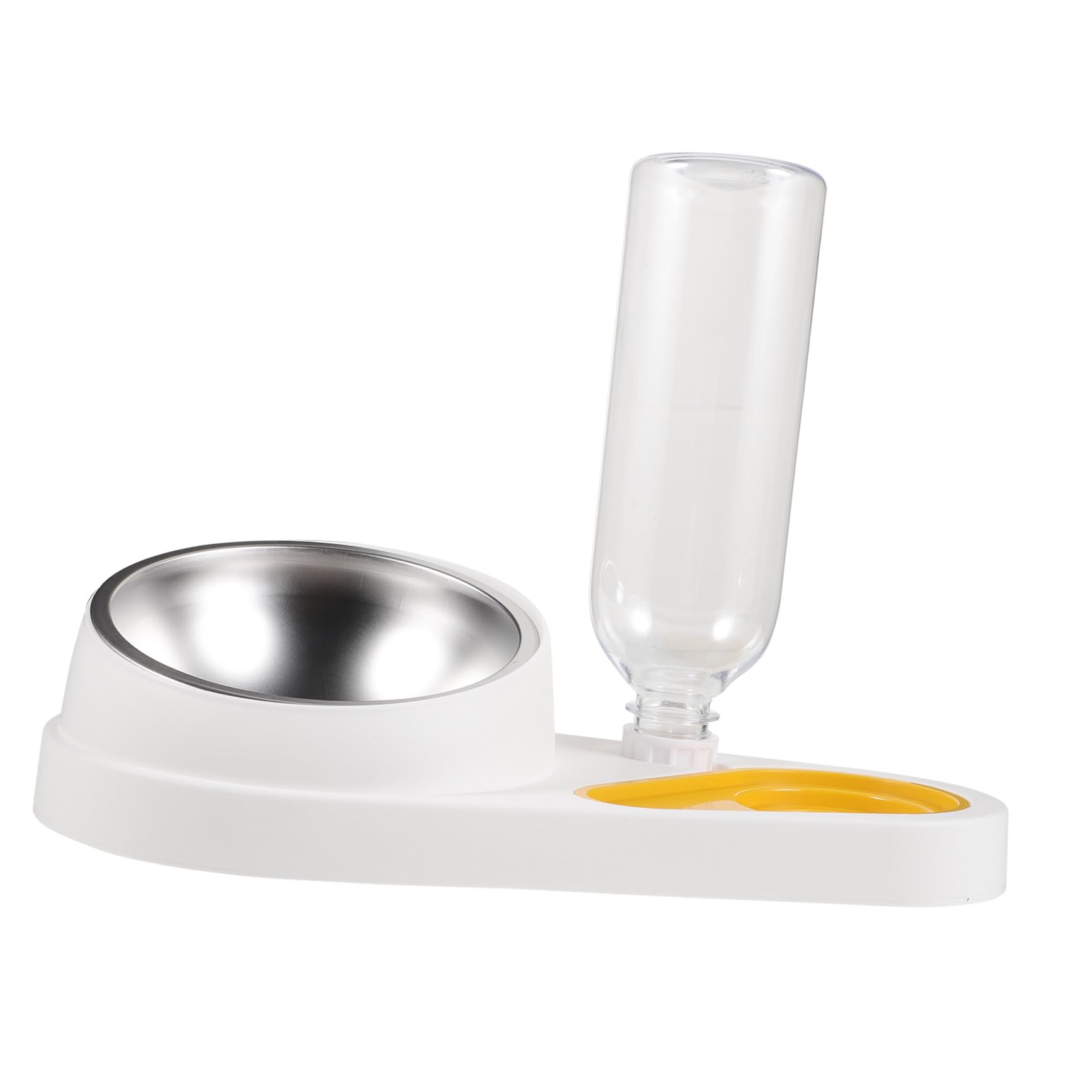 Automatic Pet Feeder and Water Dispenser, Anti-Skid Dog and Cat Food Bowl, White Household Small Dog Feeder for Indoor Use