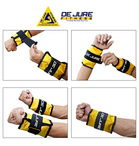 Image of De Jure Fitness Adjustable Ankle & Wrist Weights Pair (1KG x 2) for Men & Women | Strength Training, Walking, Running, Workout, Yoga | Comfortable, Durable | (Yellow)