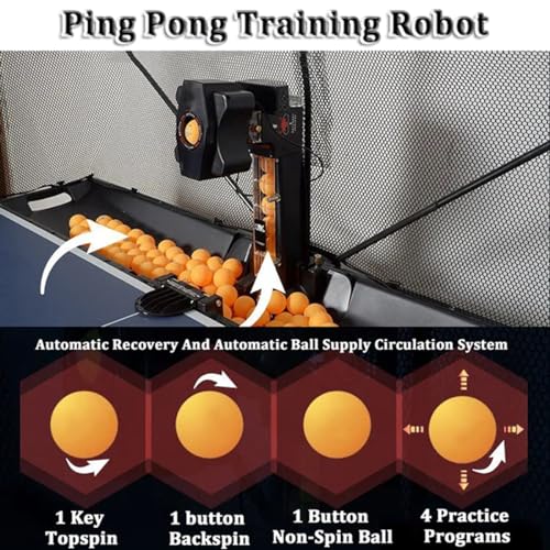 Robot treningowy do ping ponga z bezprzewodowym pilotem zdalnego sterowania, wieloma trybami obrotu i upuszczania dla początkujących i profesjonalistów