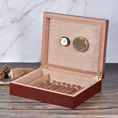 Volenx Cigar Humidor Case, Humidor Cigar Box with Hygrometer and Humidifier, Cedar Lined Cigar Case Hold 25 Cigars
