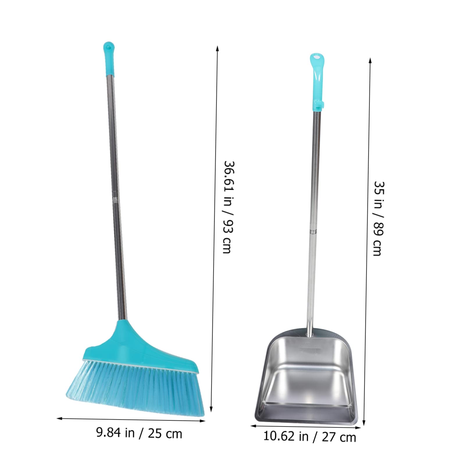Anneome Escoba y Recogedor De Acero Inoxidable Juego De Limpieza Resistente y Durable Adecuado para Hogar y Oficina Kit De Recogida Práctico Accesorios De Limpieza Mango Ergonómico