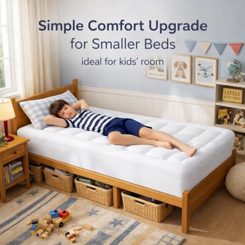 Image of ELEMUSE 3 Inch Twin Size Dual Layer Memory Foam Mattress Topper, 2 Inch Cooling Gel Foam, 1 Inch Soft Pillowtop Pad, Pressure Relief Bed Topper for Kids, Guest Room & Bunk Bed, Comfortable Support