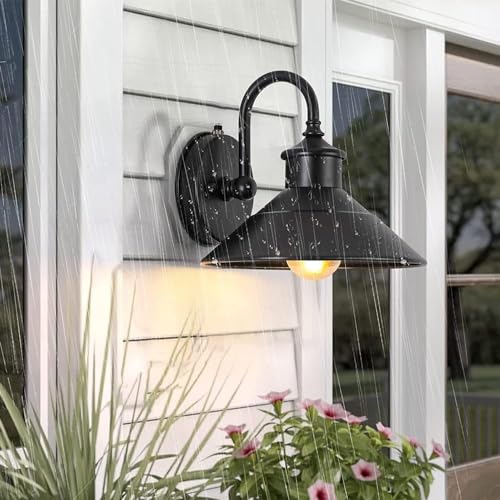 Industrial Gooseneck Wall Light Outdoor Waterproof Black Matte Sconce E26 E27 Base Farmhouse Barn Lamp for Porch Garage Antique Iron Fixture Retro Lighting – Image 3