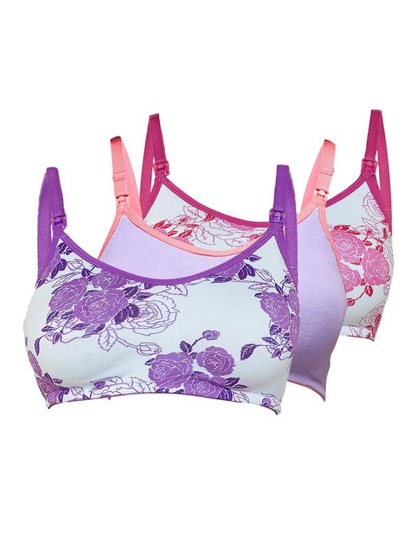 Image of Inner Sense Organic Cotton Bamboo Nursing Bra for Women I Non Padded Feeding Bra with Keyhole Back Design I Wire Free Maternity Innerwear with Full Coverage