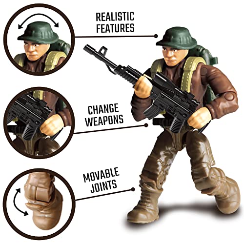 Special Forces Mini Action Figures - Includes 3 Building Sets - with 6 Soldiers, Infantry Battalion, Recon Outpost, Side Pursuit - Special Troops Toy Gifts for 10 11 12+ Boys Kids Girls, 356 Pcs
