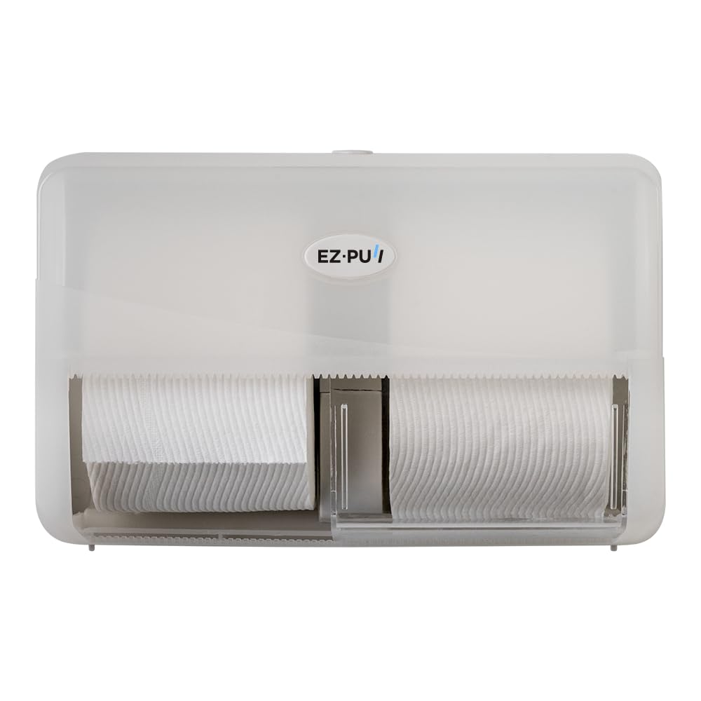 EZ-Pull 4250-EZ - Dispensador de papel higiénico doble para montaje en pared, lado a lado, para baño, oficina, comercial/industrial, color blanco perla, 4250-EZ