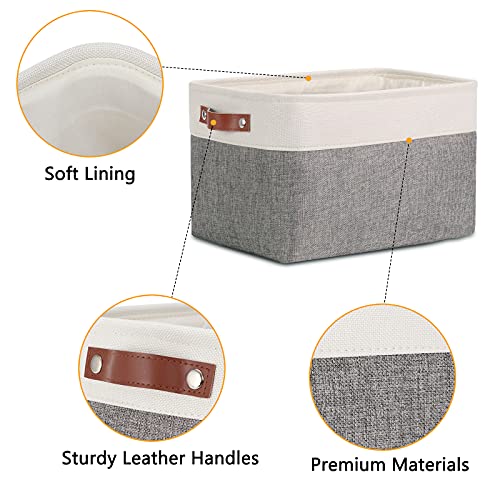 Dullemelo Storage Baskets For Organizing, Rectangular Fabric Storage Bins Collapsible, Perfect For Shelves, Closets, Nursery, Home, Office, Empty Gift Baskets (3-Pack Medium-15 Inch X 11 Inch X 9.5 Inch , White&Grey) #TOP2
