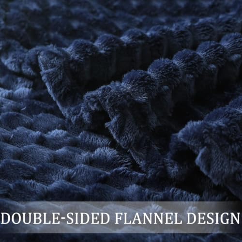Image of Exclusivo Mezcla 3D Fleece Twin Size Blanket for Bed, Navy Blue | Extra Soft Fuzzy Plush Lightweight Bed Blankets, Cozy Fluffy Decorative Blankets for All Seasons, 60x80 Inches