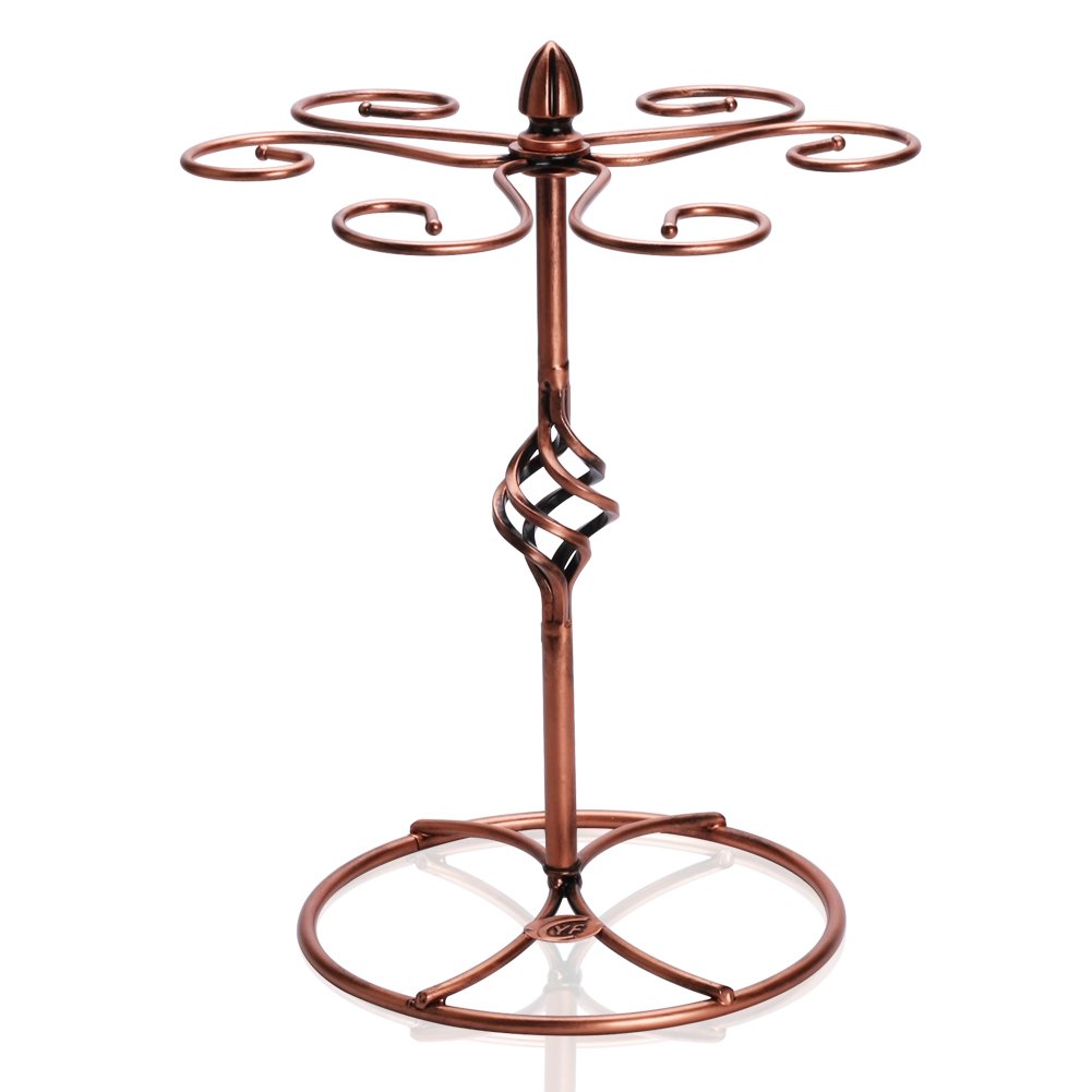 Attac Classic Elegant Bronze Metal Wine Glass Rack, Air Dry System Cups Holder Display Stand, Hold 6 Wine Glasses - Bronze