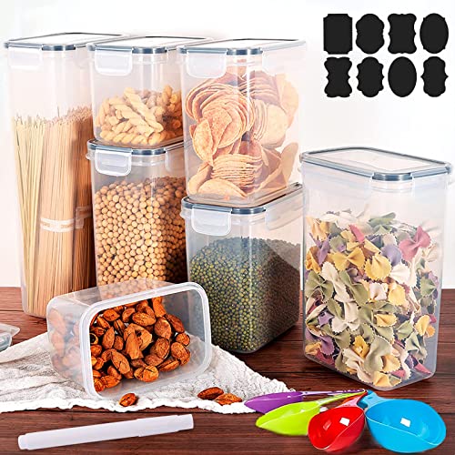 MULEVIP-Botes-Cocina-Juego-de-8-Piezas-Recipiente-de-Botes-con-TapaCocina-Almacenaje-de-Plastico-con-EtiquetaRotuladorCuchara-Medidorapara-Granos-Harina-Azucar-Alimentos-para-Mascotas MULEVIP-Botes-Cocina-Juego-de-8-Piezas-Recipiente-de-Botes-con-TapaCocina-Almacenaje-de-Plastico-con-EtiquetaRotuladorCuchara-Medidorapara-Granos-Harina-Azucar-Alimentos-para-Mascotas