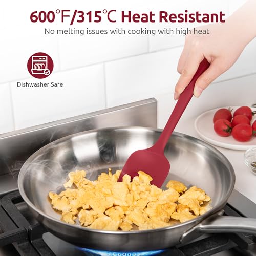 Image of U-Taste Silicone Cooking Spoons 600ºF Heat Resistant Spatula, 2Pcs, Red
