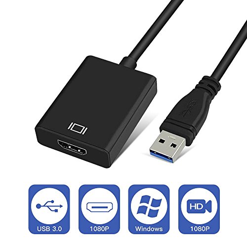 Adaptador de USB 3.0 a HDMI, convertidor de USB a HDMI con 1080P, convertidor de adaptador de monitor de audio y video para computadora portátil HDTV TV Windows 7/8/10 solo para PC