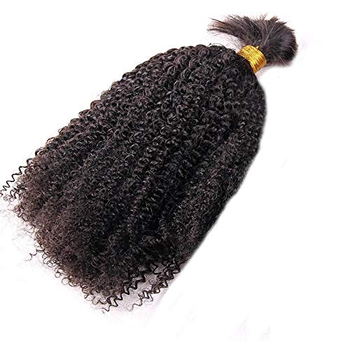 Miniatura 4 de Extensiones de cabello humano afro rizado a granel, trenzado mongol, sin trama, extensiones de cabello humano Remy, 1 paquetepedido (14 pulgadas, 1