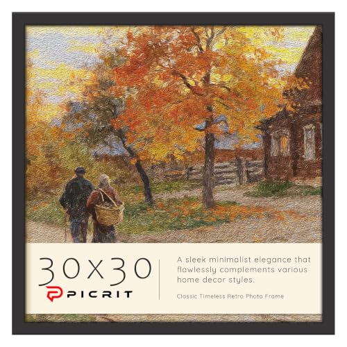 Picrit 30x30 Picture Frame Black Engineered Wood Poster Frame for Horizontal or Vertical Wall Mounting 30x30 diamond art frame Displaying Artwork Photos 1 Pack