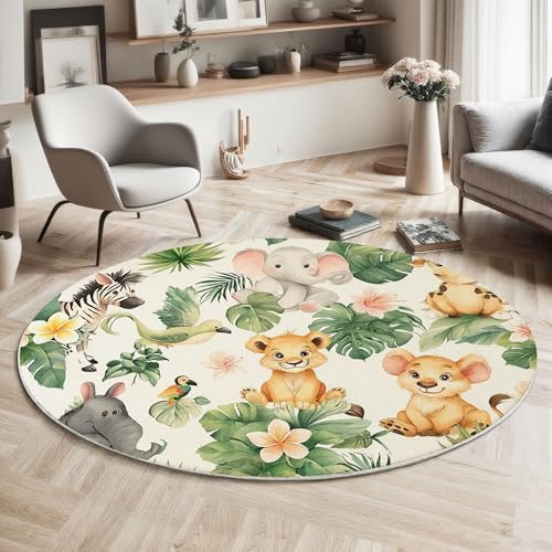 Tapis rond animaux antidérapant pour éviter les chutes en chambre - 5