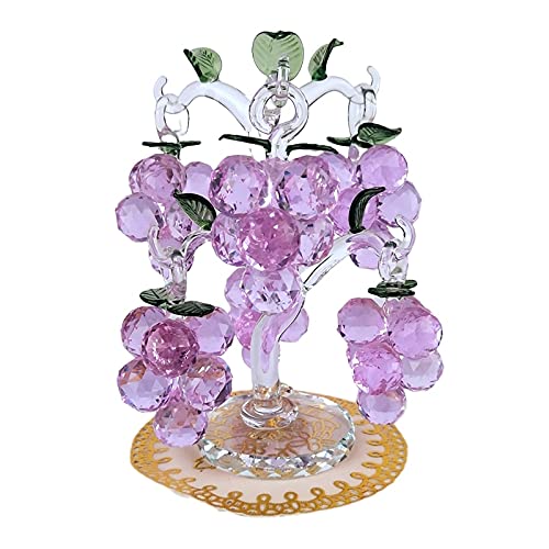 Crystal Clear Chirstmas Tree Hanging Ornaments Fengshui Craft Crystal Glass Purple Grapes Figurine Home Decor Xmas Gift (Size : 6 Hangs)