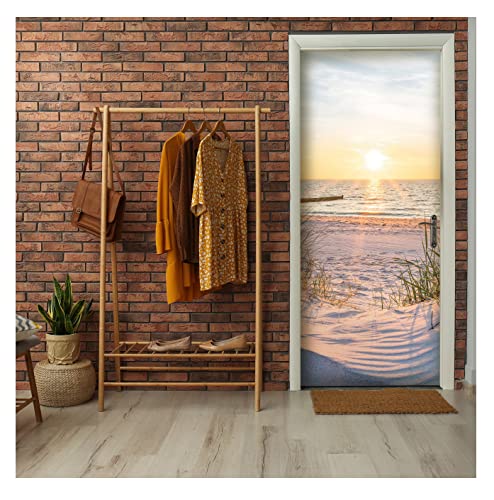 Türtapete Selbstklebend Küche Strand Meer Ostsee - 91x211 cm einteilig -...