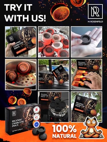 Charcoal Discs to Burn Incense - 30 pcs Charcoal for Incense Burning - 33 mm Most Quick Light Coals Tablets by M. ROSENFELD - 33 mm Resin Burner Rolls – Pack of 30 Instant Fire Coal Tablets - Image 6