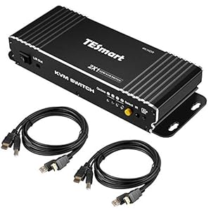 TESmart 2-poorts 4K @ 60Hz KVM-switch HDMI HDCP 2.2 UltraHD KVM-switch YUV444 18 Gbps, Audio Out, HDR10, Dolby Vision…