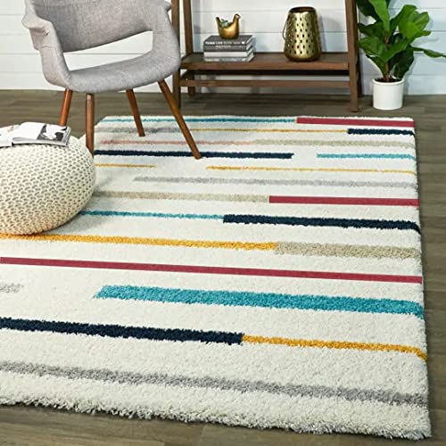 Image of Soft Modern Shag Area Rugs Fluffy Living Room Carpet Comfy Bedroom Home Decorate Floor Kids Playing Mat Size 8x10 Feet Color Multi Y