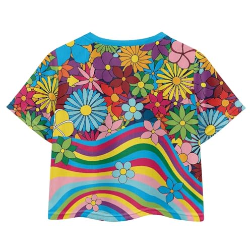 Summer Basic Tees for Girls Crop Top Short Sleeve Casual T-Shirt Crewneck Sweatshirt for 5-14Y Kids Size XXS-L2