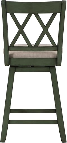 Miniatura 5 de Home 2 Office Brookline - Taburete giratorio de bar con mecanismo de giro de 360, taburetes rústicos de granja para encimera de cocina con cojín,