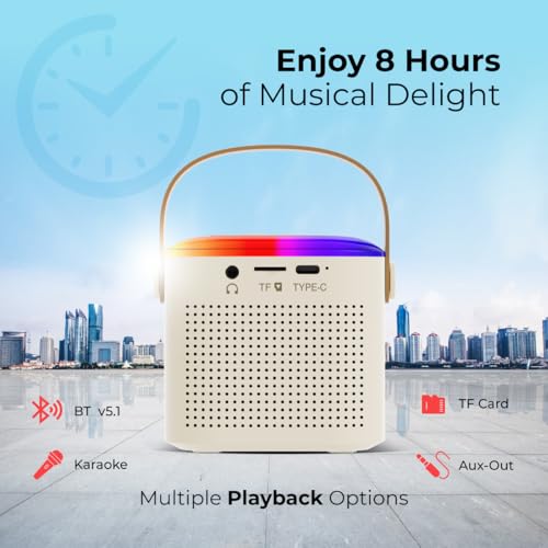 pTron Newly Launched Fusion Tunes 10W Mini Bluetooth Speaker, Wireless Karaoke Mic, 8Hrs Playtime, Vivid RGB Lights, Voice Effects, Multi-Play... - Image 5