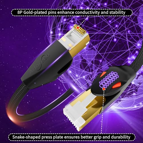 Cable Ethernet Adoreen CAT 8 25 FT Negro miniatura 5