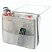 Produktbild mDesign Bettablage zum Einhängen hellgrau  Hängeaufbewahrung für Mobiltelefon, Fernbedienung, Wasserflasche, Zeitschriften  Bett-Organizer für das Schlafzimmer  3 Taschen