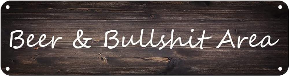 Beer & Bullshit Area Retro Tin Signs Aluminum Metal Sign for Kitchen Home Garden Wall Bar Cafe Decor 4x16 Inch