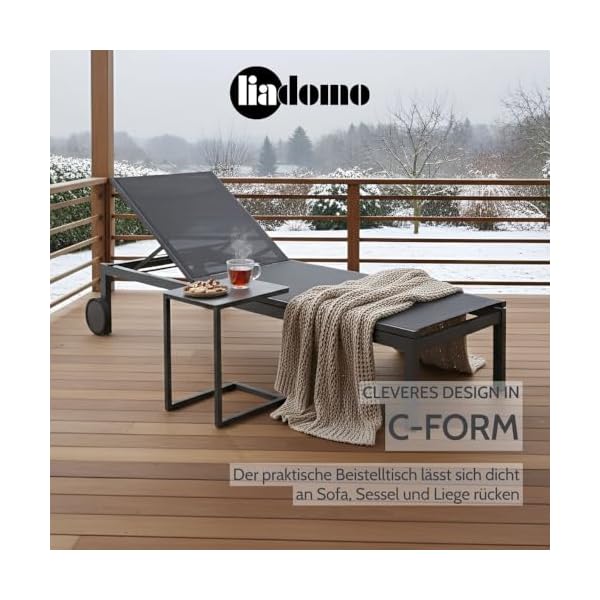 Beistelltisch Lido C-Form Aluminium Anthrazit