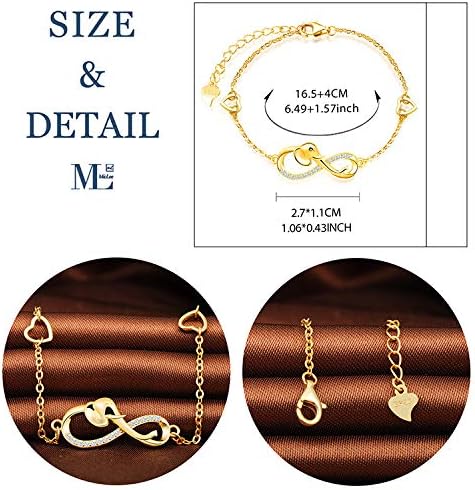 MicLee Woman's girl's Bracelet, 925 Sterling Silver bracelet, Elephant and infinity symbol bracelet, with mini hollow heart - Image 3