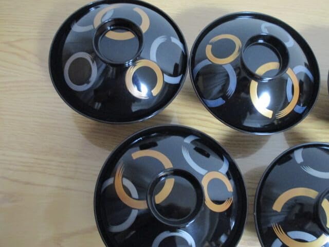 輪島塗 渦蒔絵 亀甲形 吸物椀 5客 共箱 未使用 美品 輪島塗 渦蒔絵