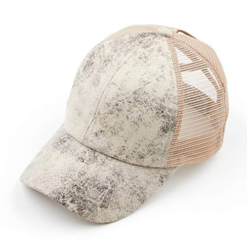Image of Funky Junque Womens Baseball Cap Dad Hat Ponytail Messy Bun Trucker Ponycap