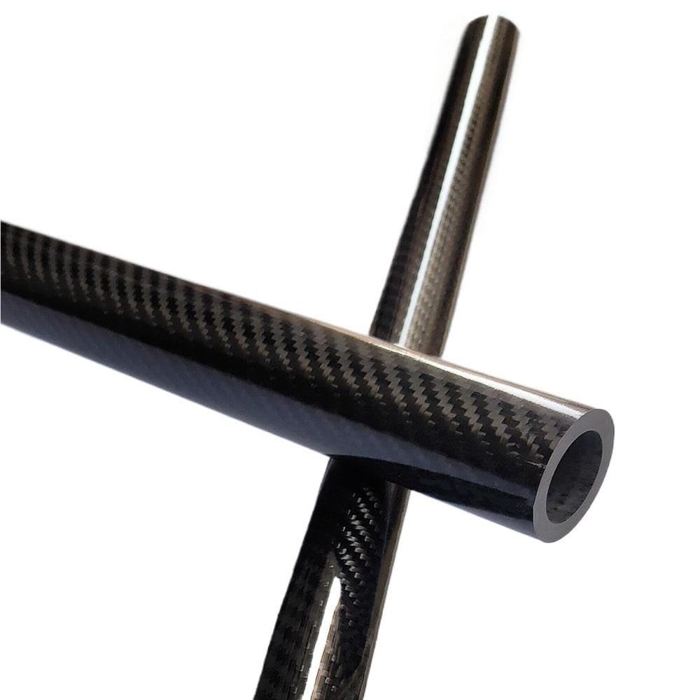 Perfil de fibra de carbono Tubos de fibra carbono brillante 3K 2 piezas con patrón sarga, longitud 1000 mm, tubo alta resistencia(24x22MM)