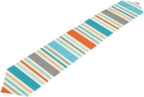 Triangle Table Runner Mexican Serape Colorful Stripes Dinner Runners 90 Inch Long Reversible Tabletop Runner for Home Dining Room Decor Party