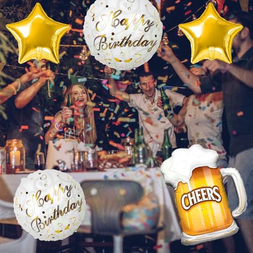 Image of KITTER Cheers Foil Balloon For Birthday - 5 Piece Set | Cheers Balloon For Decoration | Birthday Decoration Items for Men | Cheers Foil Balloon For Husband Wife | Birthday Decorations for Men