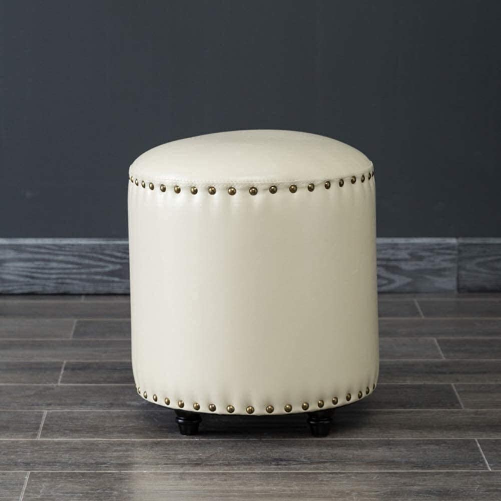 Tabouret en bois massif et cuir synthétique style européen