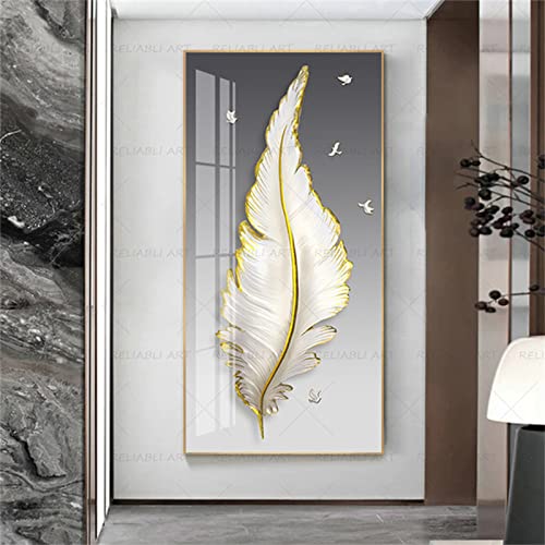 Peinture diamant 5D plumes colorées, broderie strass grand format