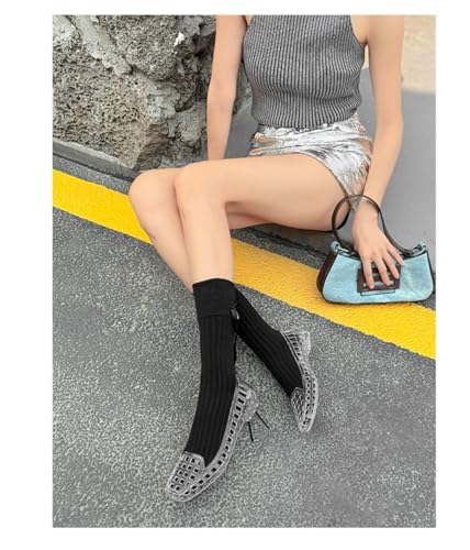 Jelly Mesh Ballet Flats for Women Clear Jelly Sandals Hollow Water Slides Slip on House Slippers Wide Lightweight Breathable No Slip Low Heel Dressy Ballerina Shoes Summer Beach Party Cruise Vacation3