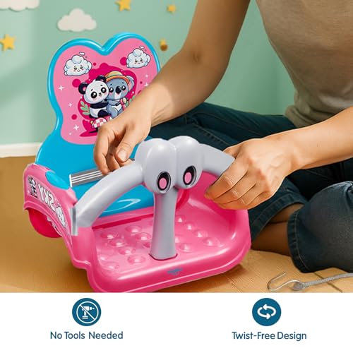 Image of Amazon Brand - Supples Baby Swing for Kids | Non-Toxic Plastic | Indoor & Outdoor Use | Adjustable Design with Safety Belt | Age 6 Months to 4 Years | Blue & Pink