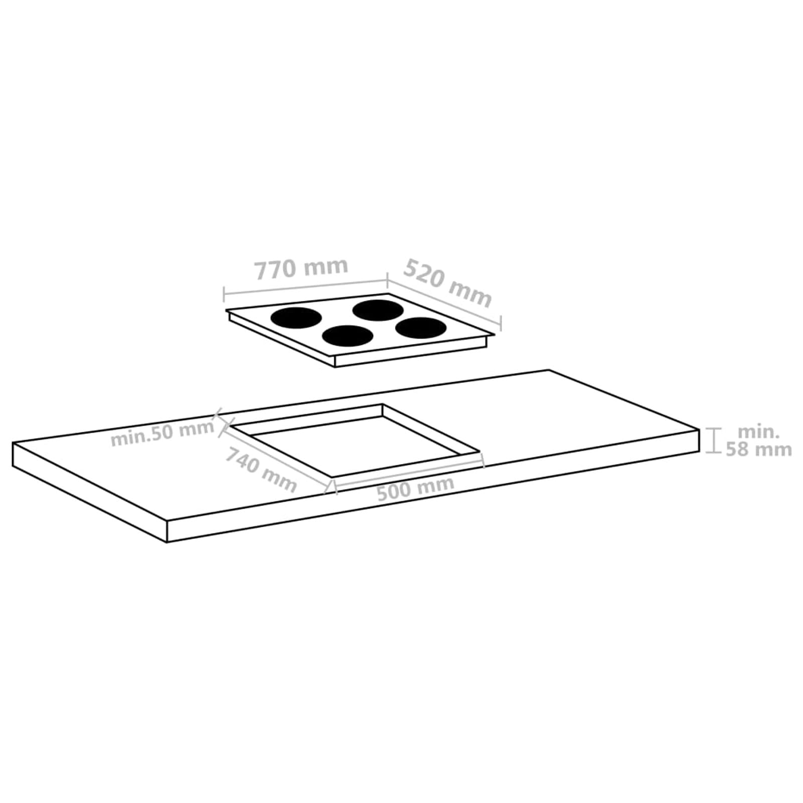 Piano Cottura Induzione 4 Zone Controlli Touch Vetro 77cm 7000W,Cucina e Pranzo,Elettrodomestici,Piani cottura-51439